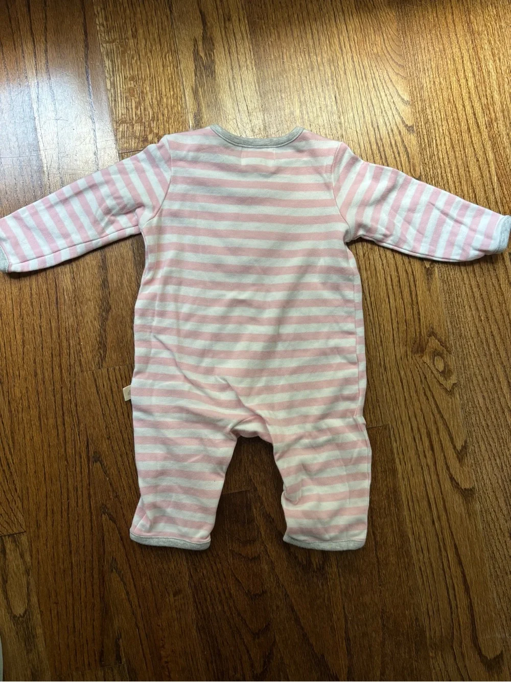 NWOT Albetta Crochet Elephant Pink Stripe Babygro Romper, size 3-6 months